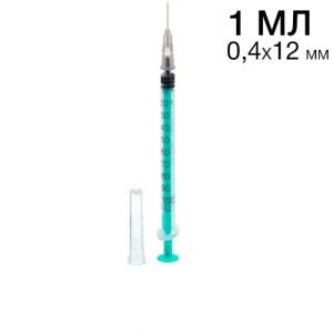 Шприц одноразовый 3х-комп 1 мл SITEKMED (ZIBO) 0,4х12 мм