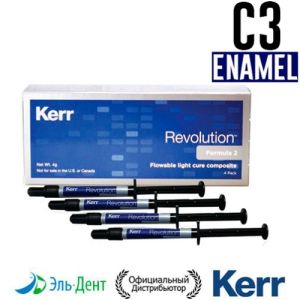 Revolution Formula 2, Эмаль C3 (4 шприца по 1гр + 20 насадок), жидкий композитный материал, 29504, Kerr