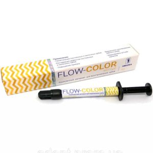 FLOW-COLOR ЖЕЛТЫЙ (1 гр) -цветной микрогибридный светоотв.композит типа "flow", ARKONA