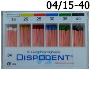 Штифты гуттаперчевые конусные .04 №15-40 (60шт), Dispodent