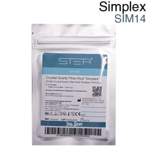 Штифты стекловолоконные, кварцевые Crystal Quartz Fiber Post "Simplex" цилидроконические 1,4-0,5-18мм. (10шт.), с разверткой (дрилью) SIM14. STEA