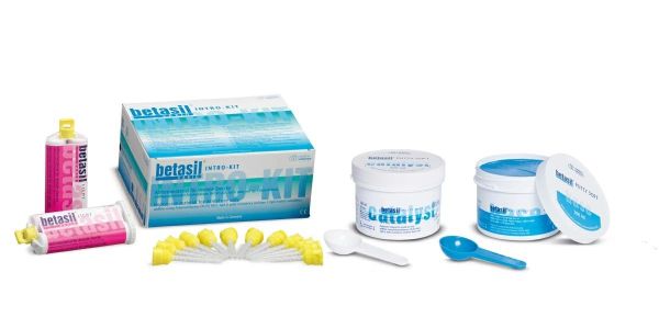 Betasil Putty А60 набор А-силиконовая слепочная масса 2х300 мл база, 2х50 мл корригирующий слой, насадки, Mueller-Omicron