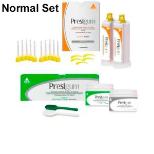 Presigum Normal Set НАБОР-материал оттискной гидрофильный А-силиконовый (Винилполисилоксан): Presigum Putty Kit Base Normal Set (250мл+ 250мл), Presigum Light Body Normal Set 2х50мл, насадки для смешивания, President Dental (Германия)