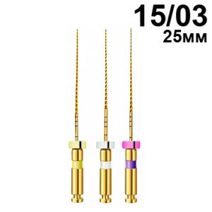Файлы машинные V-Glider Gold, для создания ковровой дорожки, размер 15/.03, длина 25мм, никель-титан - 6 шт. STEA